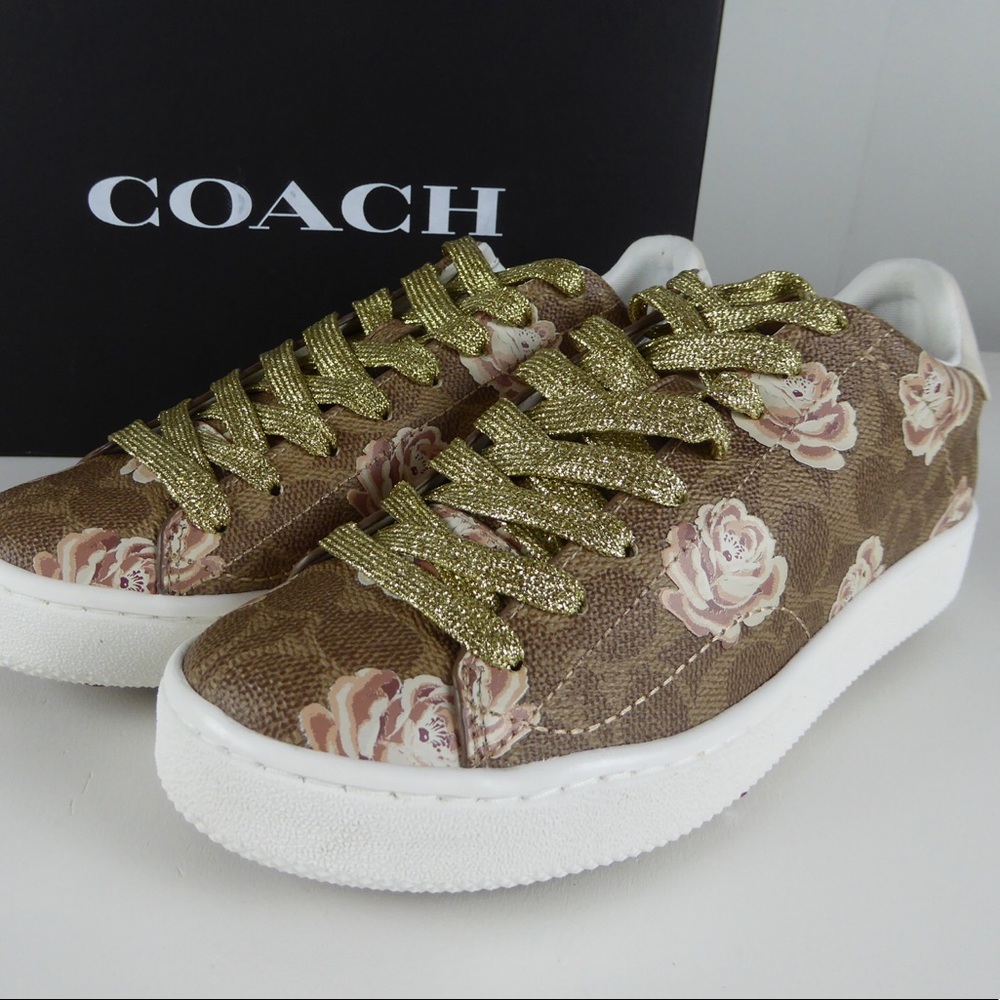 Coach C101 Signature Floral Print Canvas Sneakers